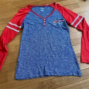Women’s Medium Buffalo Bills long sleeve v neck NFL Red blue shirt